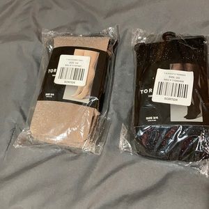 Torrid Shimmer Tights in Tan and Black with Gold